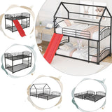 Black Twin Over Twin Metal Bunk Bed With Slide
