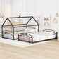 Black Twin Over Twin Metal Bunk Bed With Slide
