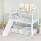 White Twin Over Twin Metal Bunk Bed With Slide