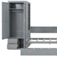 Gray Twin Over Twin Wood Bunk Bed With Desk And Trundle And Storage