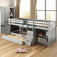 Gray Twin Over Twin Wood Bunk Bed With Desk And Trundle And Storage