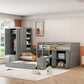 Gray Twin Over Twin Wood Bunk Bed With Desk And Trundle And Storage