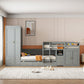 Gray Twin Over Twin Wood Bunk Bed With Desk And Trundle And Storage