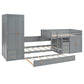Gray Twin Over Twin Wood Bunk Bed With Desk And Trundle And Storage