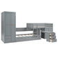 Gray Twin Over Twin Wood Bunk Bed With Desk And Trundle And Storage