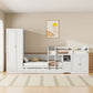 White Twin Over Twin Wood Bunk Bed With Desk And Trundle And Storage