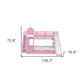 Pink Full Over Full Dollhouse Solid Wood Bunk Bed With Stairs And Slide And Drawers And Storage