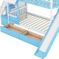 Blue Twin Over Twin Dollhouse Solid Wood Bunk Bed With Slide And Storage