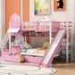 Pink Twin Over Twin Dollhouse Solid Wood Bunk Bed With Stairs And Slide And Drawers And Storage
