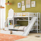 White Twin Over Twin Dollhouse Solid Wood Bunk Bed With Stairs And Slide And Drawers And Storage