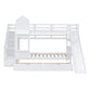 White Twin Over Twin Dollhouse Solid Wood Bunk Bed With Stairs And Slide And Drawers And Storage