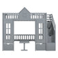 Gray Twin Over Twin Solid Wood Bunk Bed With Stairs And Desk And Drawers And Storage