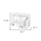 White Twin Over Twin Solid Wood Bunk Bed With Stairs And Desk And Drawers And Storage