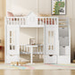 White Twin Over Twin Solid Wood Bunk Bed With Stairs And Desk And Drawers And Storage