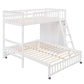 White Twin Over Full Solid Wood Bunk Bed With Drawers And Storage