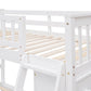 White Twin Over Full Solid Wood Bunk Bed With Drawers And Storage