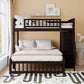 Espresso Twin Over Full Solid Wood Bunk Bed With Storage