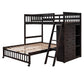 Espresso Twin Over Full Solid Wood Bunk Bed With Storage