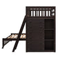 Espresso Twin Over Full Solid Wood Bunk Bed With Storage