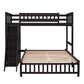 Espresso Twin Over Full Solid Wood Bunk Bed With Storage