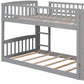 Gray Twin Over Twin Solid Wood Bunk Bed With Stairs And Slide And Drawers And Storage