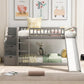 Gray Twin Over Twin Solid Wood Bunk Bed With Stairs And Slide And Drawers And Storage