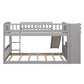 Gray Twin Over Twin Solid Wood Bunk Bed With Stairs And Slide And Drawers And Storage