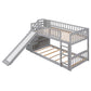Gray Twin Over Twin Solid Wood Bunk Bed With Stairs And Slide And Drawers And Storage