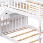 White Twin Over Twin Solid Wood Bunk Bed With Stairs And Slide And Drawers And Storage