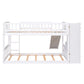 White Twin Over Twin Solid Wood Bunk Bed With Stairs And Slide And Drawers And Storage