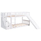 White Twin Over Twin Solid Wood Bunk Bed With Stairs And Slide And Drawers And Storage