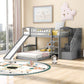 Gray Twin Over Twin Solid Wood Bunk Bed With Stairs And Slide And Drawers And Storage