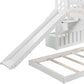 White Twin Over Twin Solid Wood Bunk Bed With Stairs And Slide And Drawers And Storage
