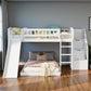 White Twin Over Twin Solid Wood Bunk Bed With Stairs And Slide And Drawers And Storage