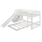 White Twin Over Twin Solid Wood Bunk Bed With Stairs And Slide And Drawers And Storage