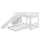 White Twin Over Twin Solid Wood Bunk Bed With Stairs And Slide And Drawers And Storage