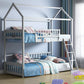 Gray Twin Over Twin Solid Wood Bunk Bed With Slide