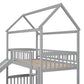 Gray Twin Over Twin Solid Wood Bunk Bed With Slide