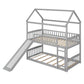 Gray Twin Over Twin Solid Wood Bunk Bed With Slide
