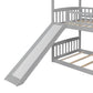 Gray Twin Over Twin Solid Wood Bunk Bed With Slide