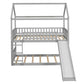 Gray Twin Over Twin Solid Wood Bunk Bed With Slide