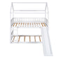 White Twin Over Twin Solid Wood Bunk Bed With Slide