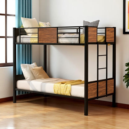 Black And Brown Twin Over Twin Metal Bunk Bed
