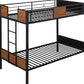 Black And Brown Twin Over Twin Metal Bunk Bed
