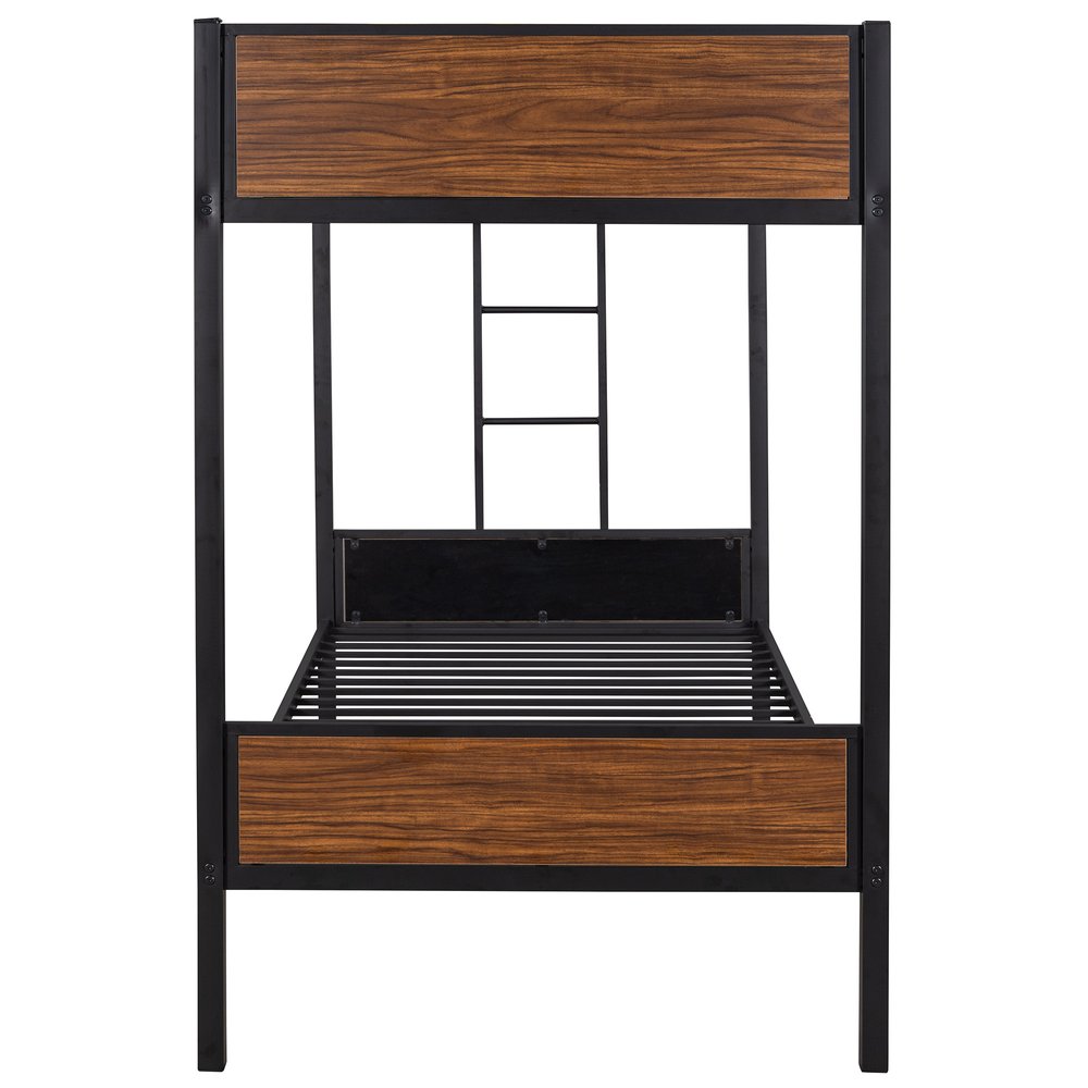 Black And Brown Twin Over Twin Metal Bunk Bed