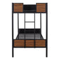 Black And Brown Twin Over Twin Metal Bunk Bed