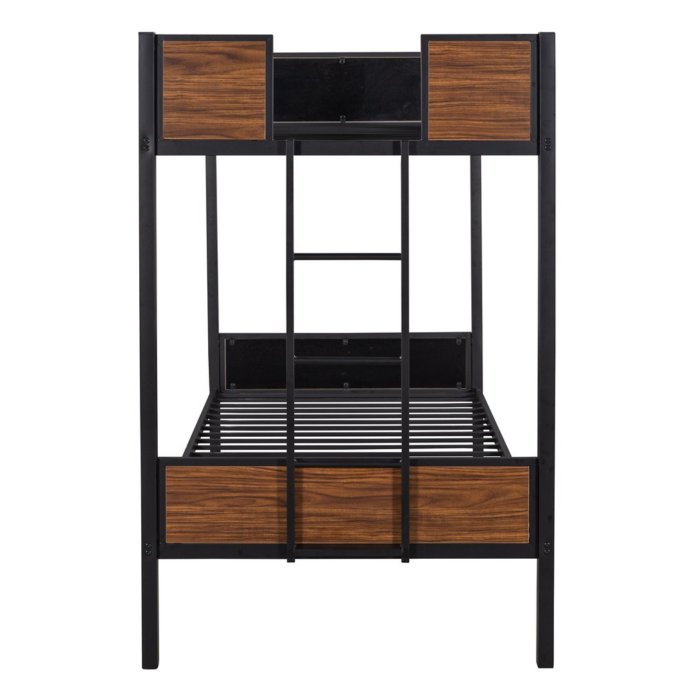 Black And Brown Twin Over Twin Metal Bunk Bed