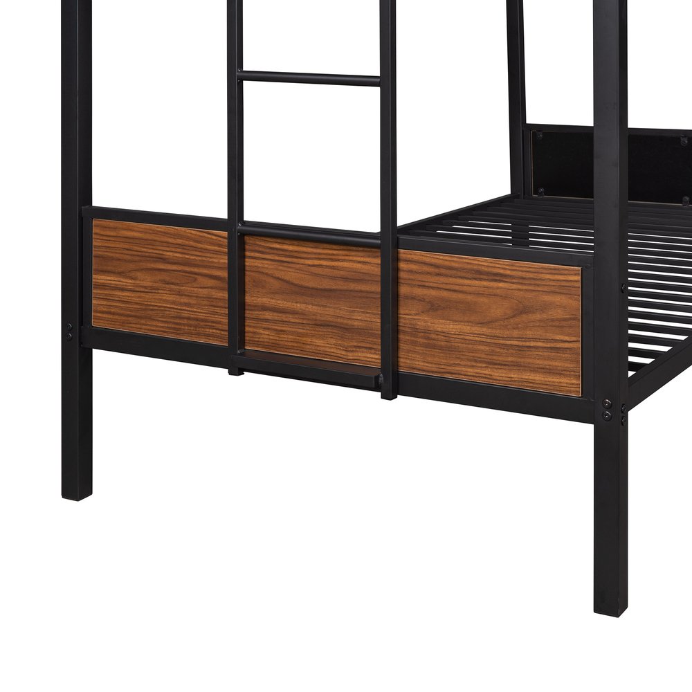 Black And Brown Twin Over Twin Metal Bunk Bed