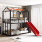 Red Twin Over Twin Metal Bunk Bed With Slide