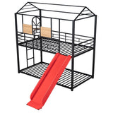 Red Twin Over Twin Metal Bunk Bed With Slide
